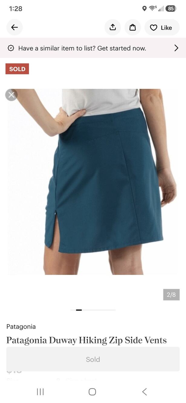 Patagonia Duway Skort Womens Size 8 Teal Blue Active Hiking Golf Skirt Zip 17"